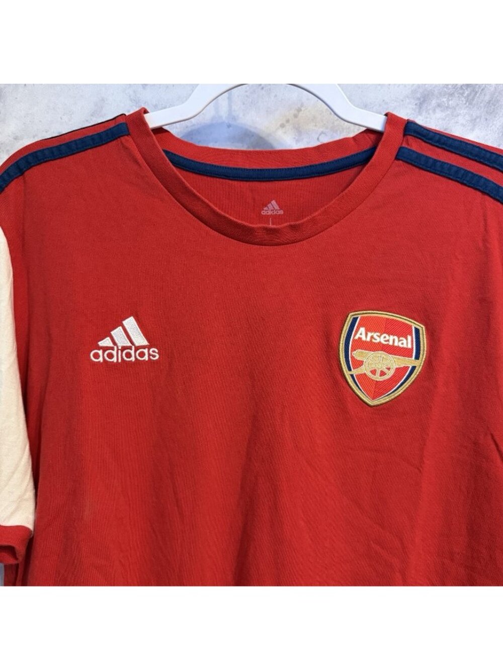 Adidas Arsenal FC DNA T-Shirt Mens Large Red Crew Neck Short Sleeve Soccer Tee